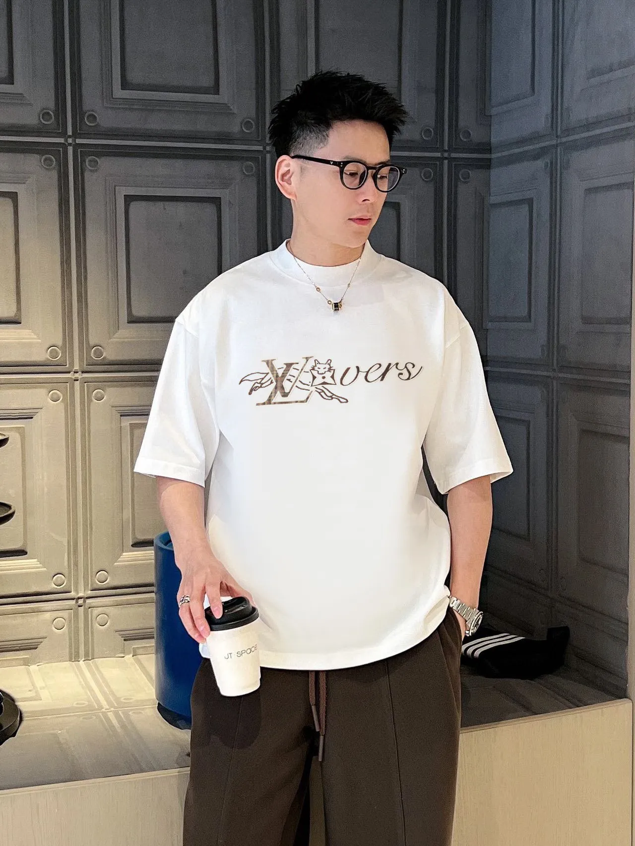 Louis Vuitton/Louis Vuitton 26ss fox letter embroidered short sleeves